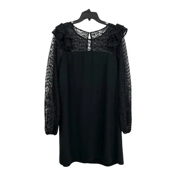 LILLY PULITZER Karolina Black Lace DRESS 12 Shift Ruffle Party Holiday Onyx - Picture 13 of 16